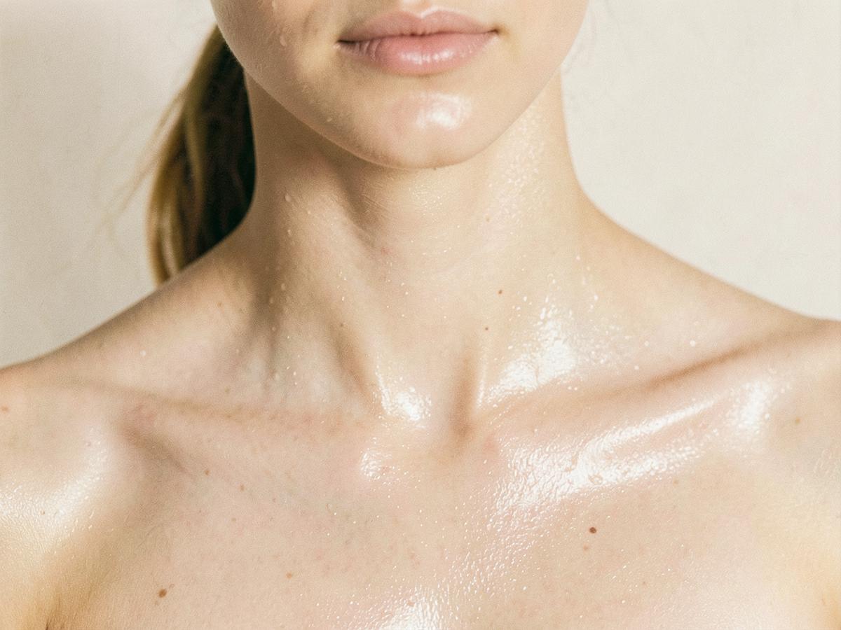 Luminous bare skin, editorial close-up